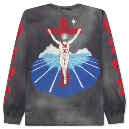 Black Saint Michael Foot Print L/S Tee