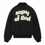 Black Fear of God x Saint Mxxxxxx Saint of God Varsity Jacket