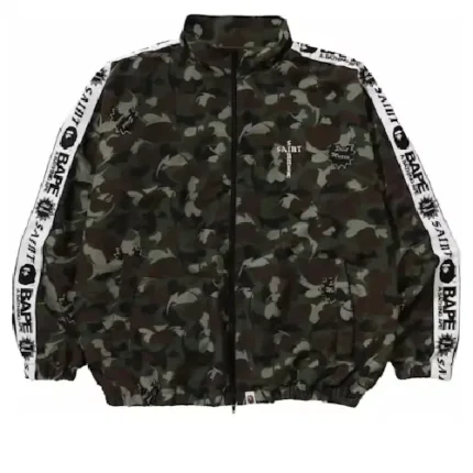 Olive BAPE x Saint Mxxxxxx Heart Camo Track Jacket