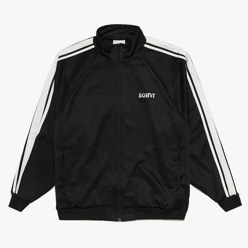 Black Saint Mxxxxxx Striped Polyester Zipped Jacket