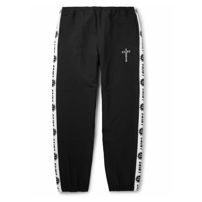 Black/White SAINT Mxxxxxx Logo Striped Nylon Track Pants