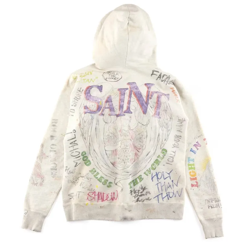Beige Saint Michael Aged Graffiti Hoodie