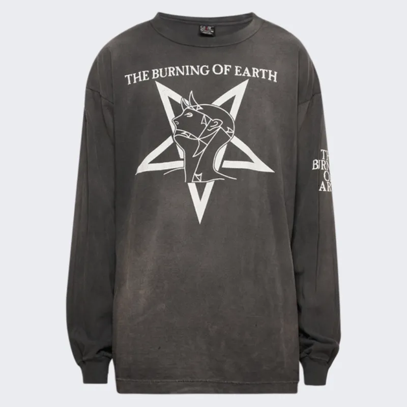 Black SAINT Mxxxxxx Burn of Earth Long Sleeve Crewneck Tee