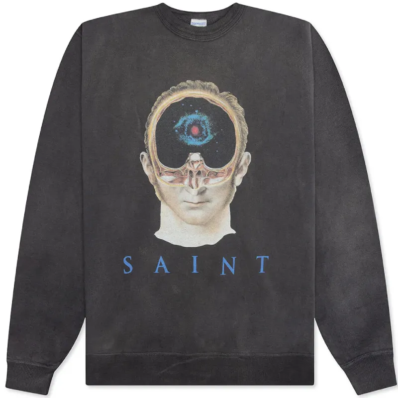 Black Saint Michael Face Crewneck Sweater Black Saint Michael Face Crewneck Sweater