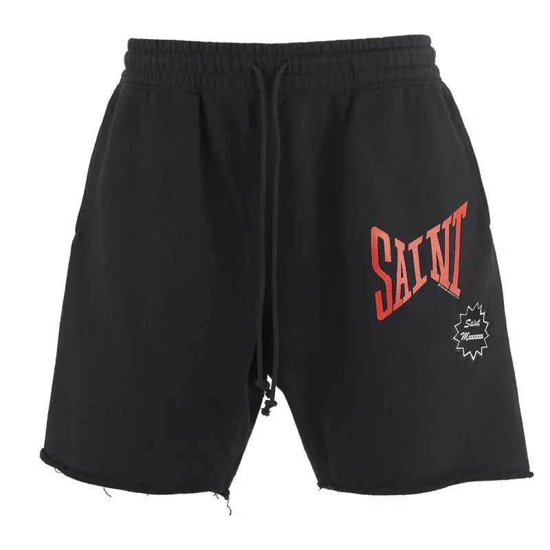 Black and Grey Saint Mxxxxxx SAINT Logo Sweat Shorts