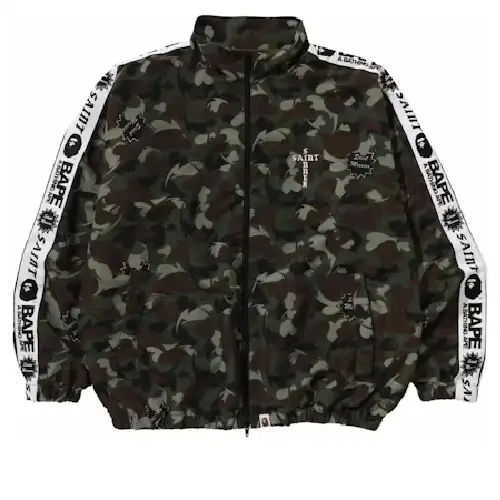 Olive BAPE x Saint Mxxxxxx Heart Camo Track Jacket Olive BAPE x Saint Mxxxxxx Heart Camo Track Jacket