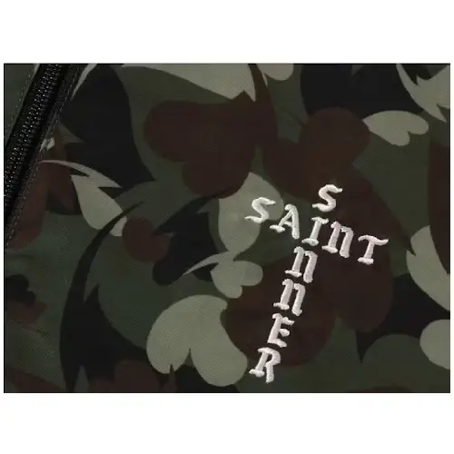 Olive BAPE x Saint Mxxxxxx Heart Camo Track Jacket